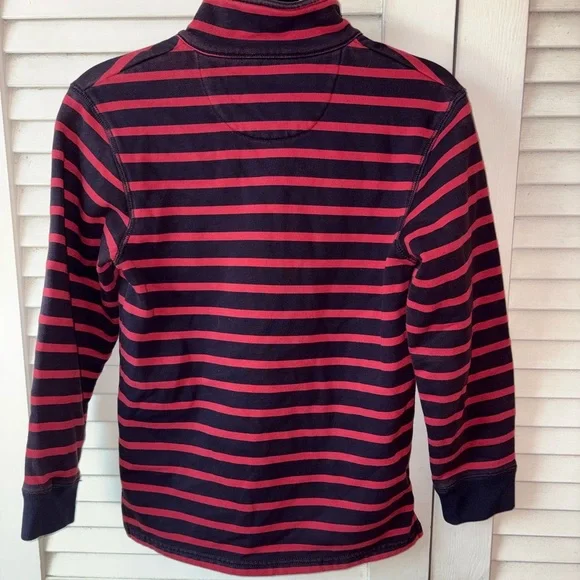 Mini Boden Boys Striped Quarter Zip Pullover Red Navy Yellow size 9/10 Years - Picture 4 of 5